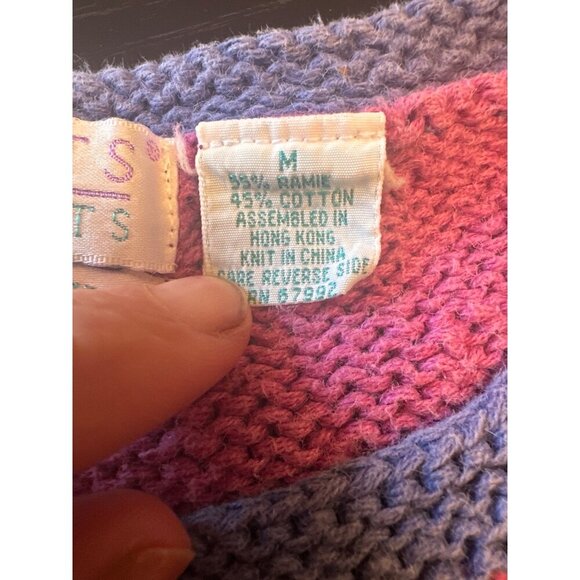 Colorful Hand-Knitted Sweater Embroidered Circular Patterns Segrets Sun Prints M - Picture 5 of 8